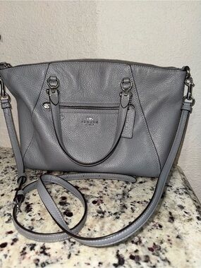 Coach Pebbled Leather Shoulder Satchel in Grey